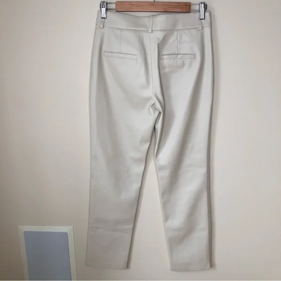 ZARA Ivory White Vegan leather Straight Leg Chino Style Pants 2 - Picture 2 of 9
